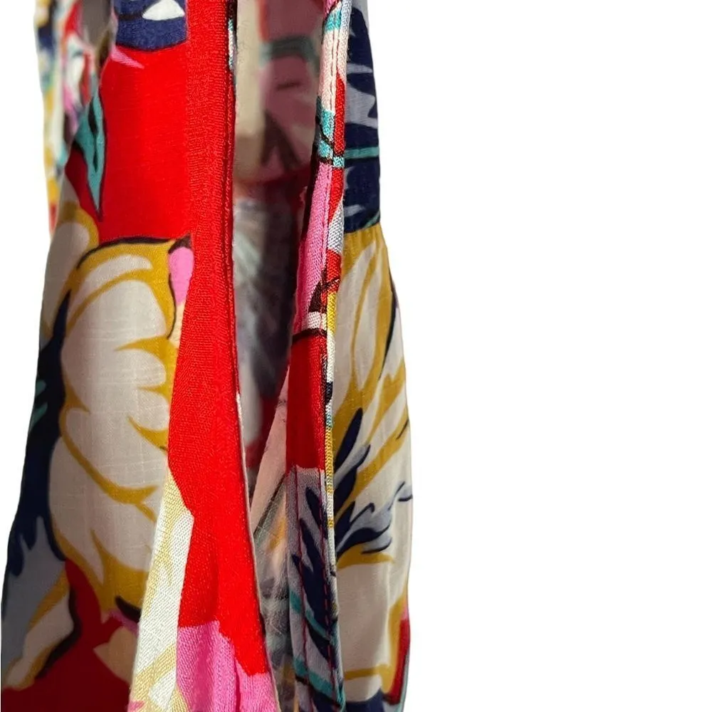 Umgee Red Floral Swing Dress Sleeveless Small - Image 8