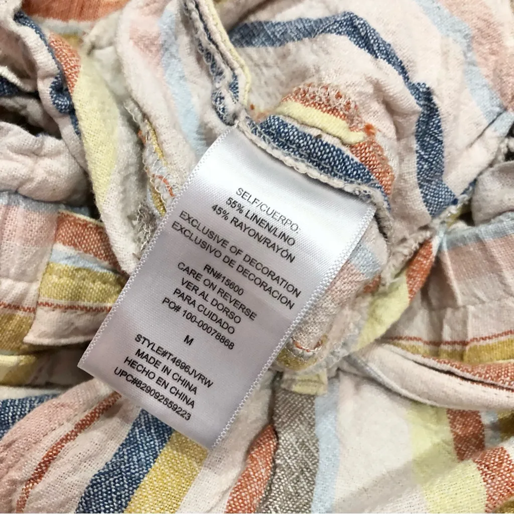 Jolt Linen Blend Stripe Multi Color Tie Shorts Medium‎ - Image 5