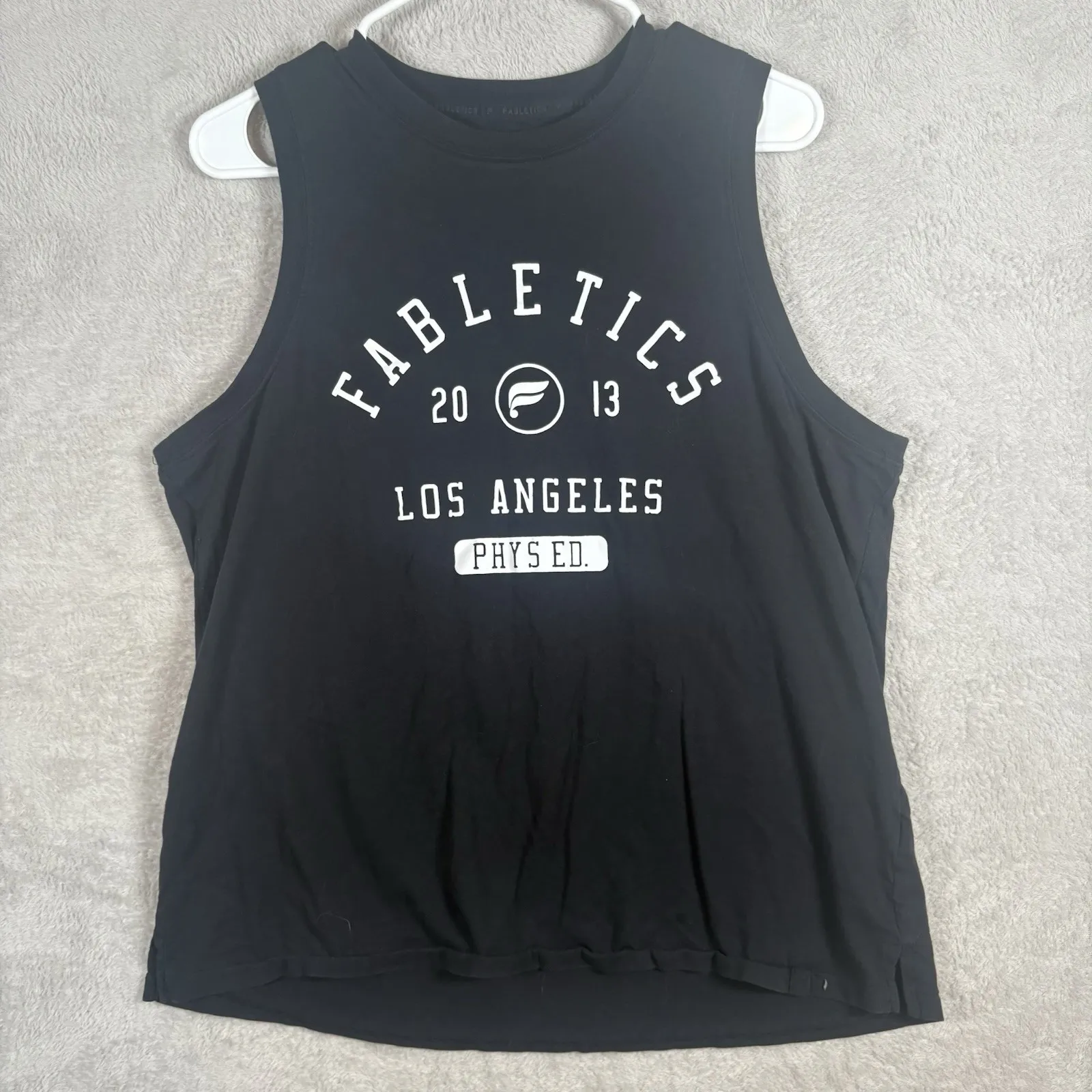 Fabletics Womens 100% Cotton Tank Top Large Athletic Gym Muscle Black Graphic - Image 4