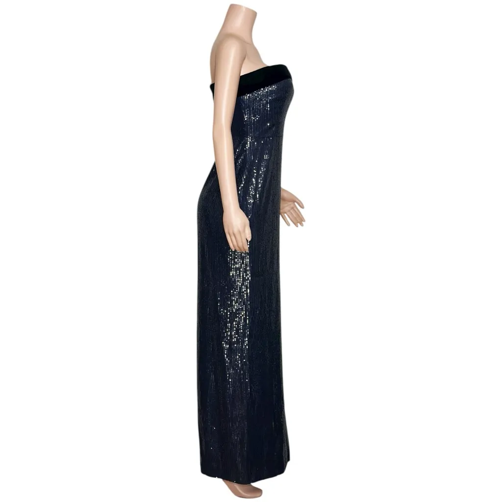 ML MONIQUE LHUILLIER Reese Sequined Strapless Gown, Navy Midnight, 6 (US) - Image 6