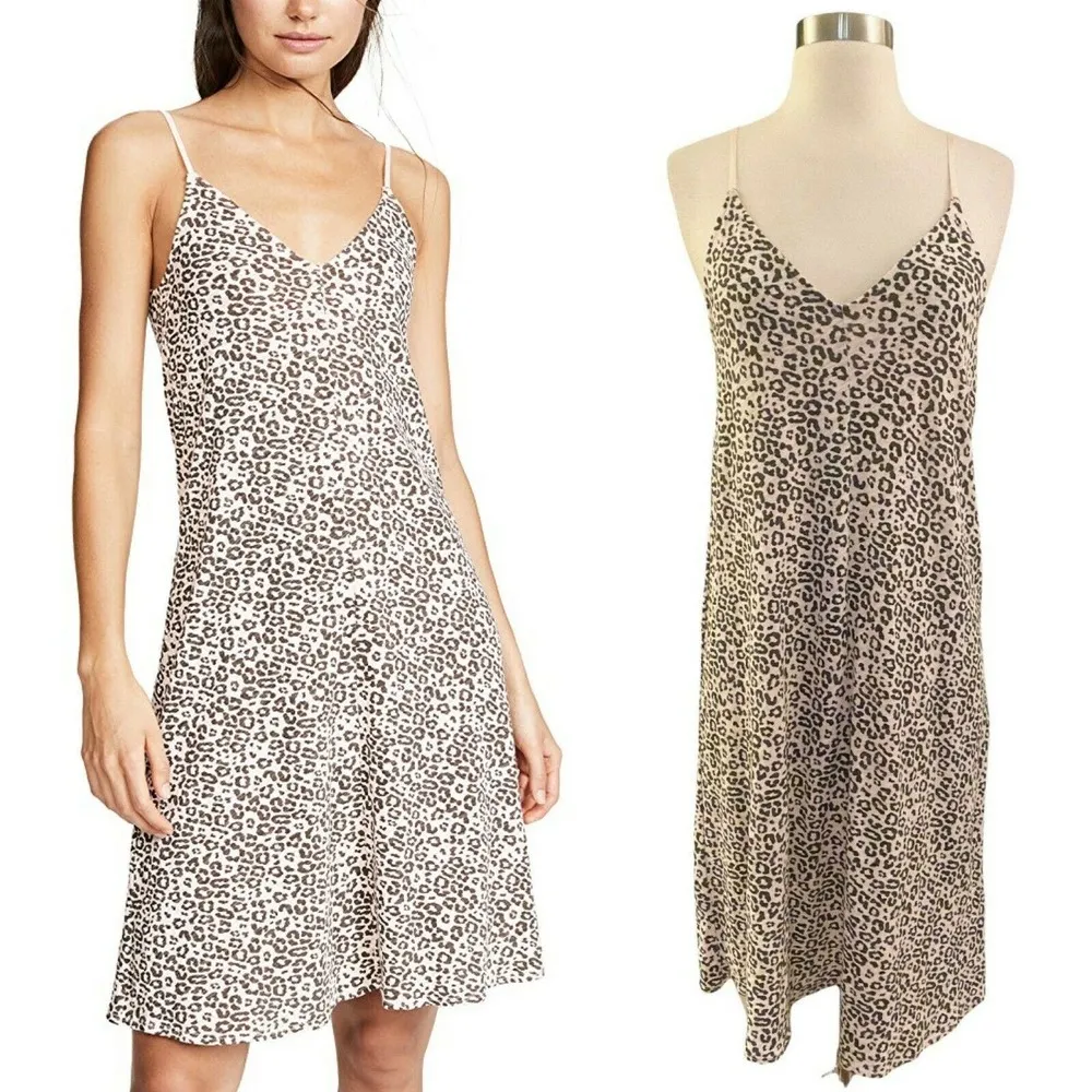 ATM Leopard Slip Dress Anthony Thomas Melillo Lunar Combo Sleeveless Cami Small - Image 9