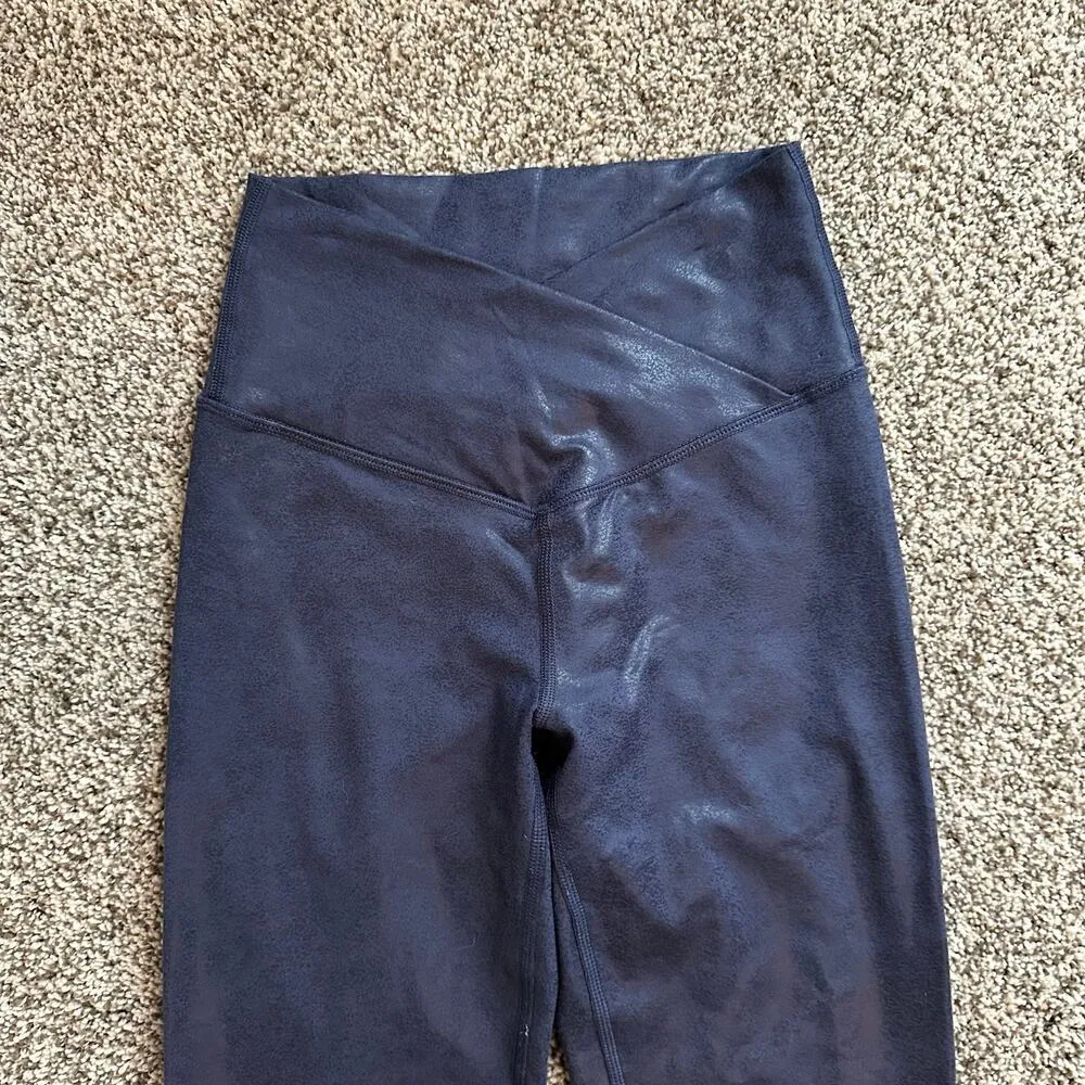 Aerie Offline the Hugger Crossover blue faux leather leggings size XS - Image 3