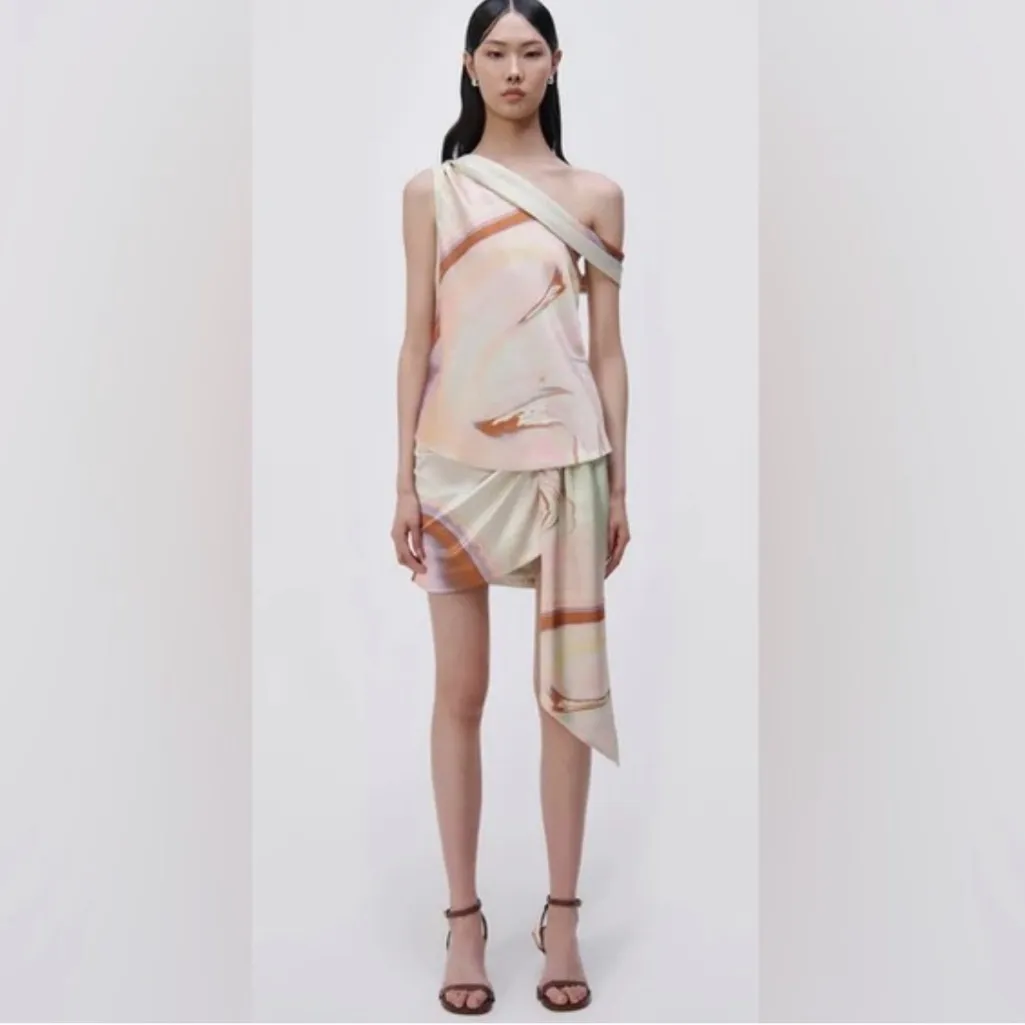 JONATHAN SIMKHAI Mae seafoam marble printed skirt NWT 2 $395 - Image 7