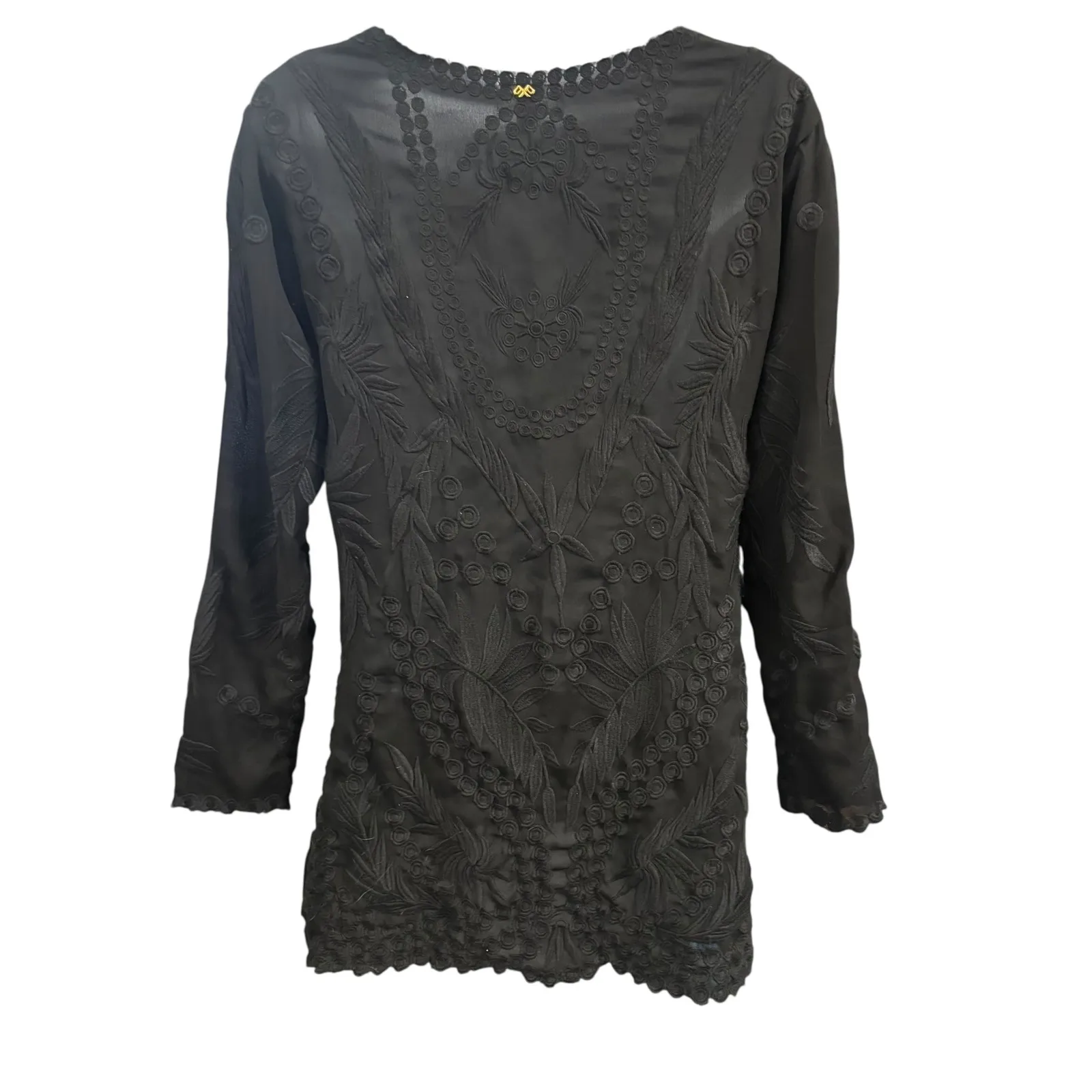 Pilyq Barcelona Embroidered Tunic Dress Long Sleeve Black‎ Sundress XS/S Black - Image 2