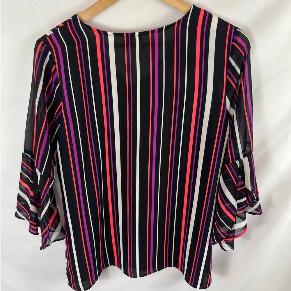 NWT Cato Est 1946 Striped Flutter Sleeve Top size small - Image 3