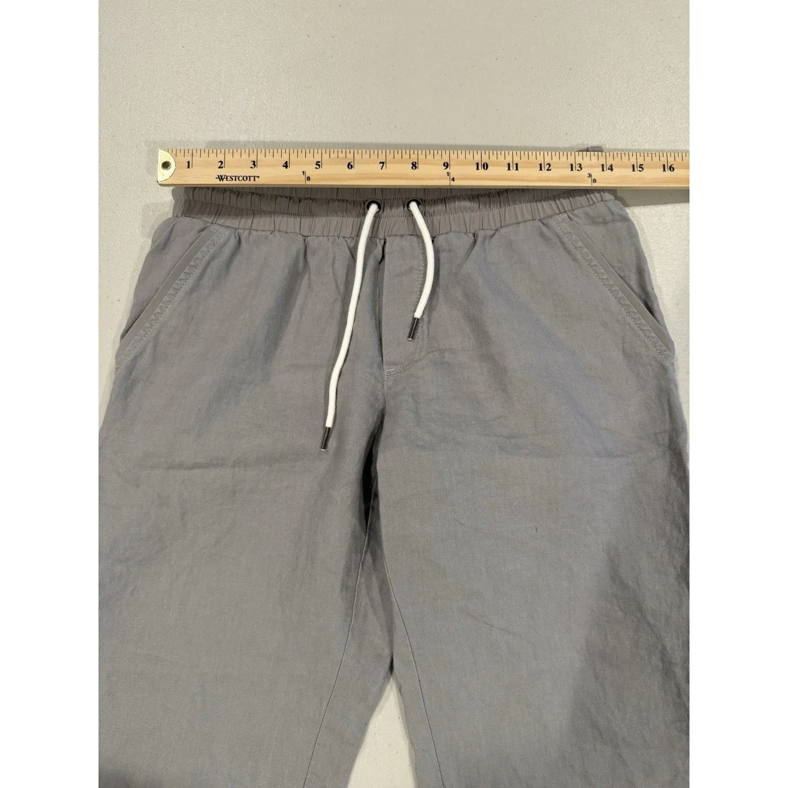 Athleta Pants Womens 6 Gray Elastic Waist 100% Linen Casual Lightweight Travel - Image 4