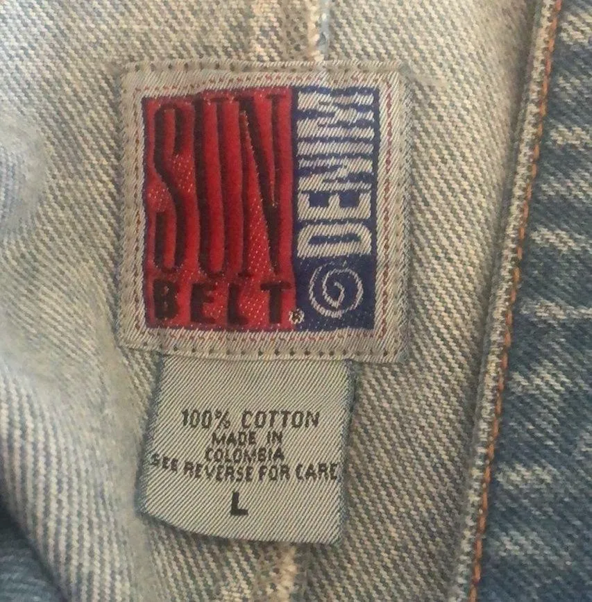 VTG Sun Belt Denim Oversize Artsy 2 Button Blazer Sz. L Hand Painted Floral Size L - Image 7