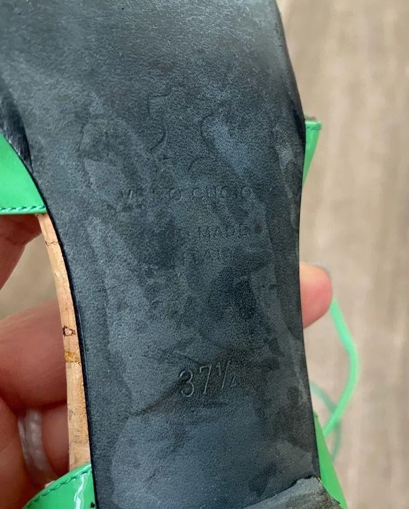 Olivia Morris Green Patent Leather Cork Heeled Sandals ~ Size 37.5 - Image 11