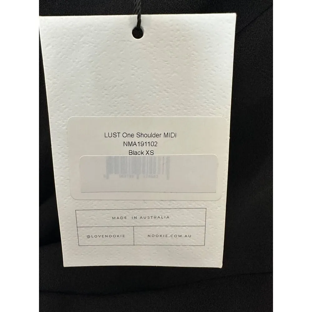 Nookie Lust One Shoulder Glam Bodycon Midi Black NWT XS - Image 11