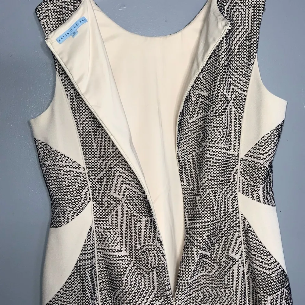 Stanwick Sleeveless Khaki Geo Mesh Sheath Career Dress Size 14 - Image 8