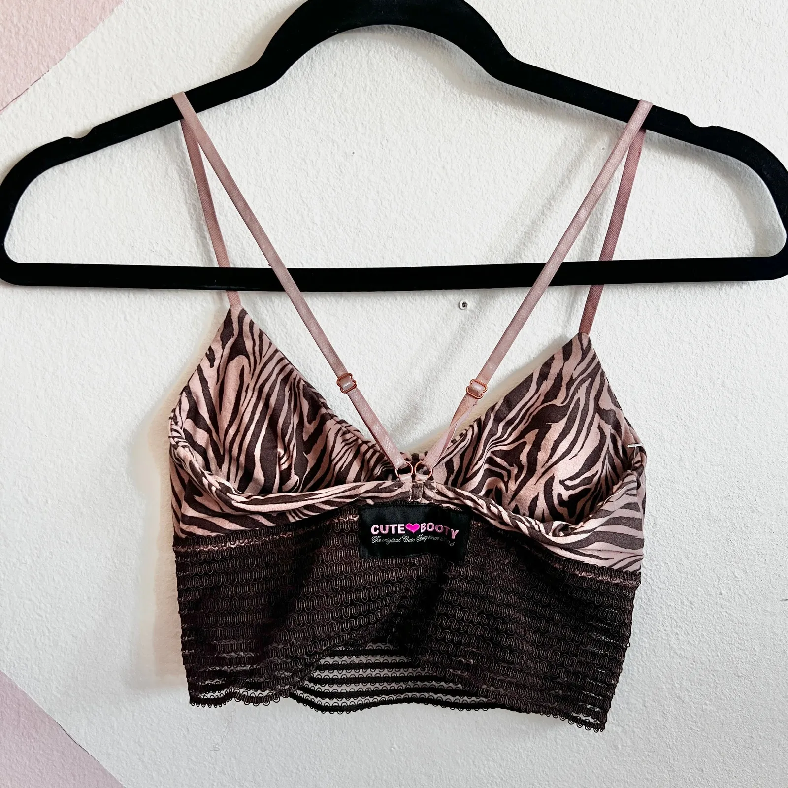 Cute Booty Lounge Bra‎ Zebra Print Y2K Indie Retro Sporty Small Pink - Image 2