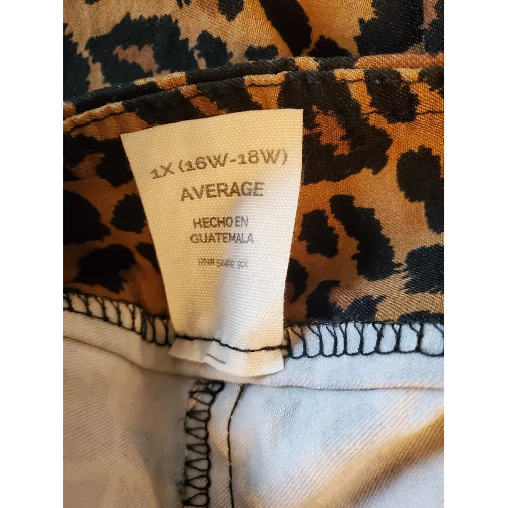 Terra & Sky Womens Brown Leopard Print Skinny Leg High Rise Casual Pants Size 1X - Image 9