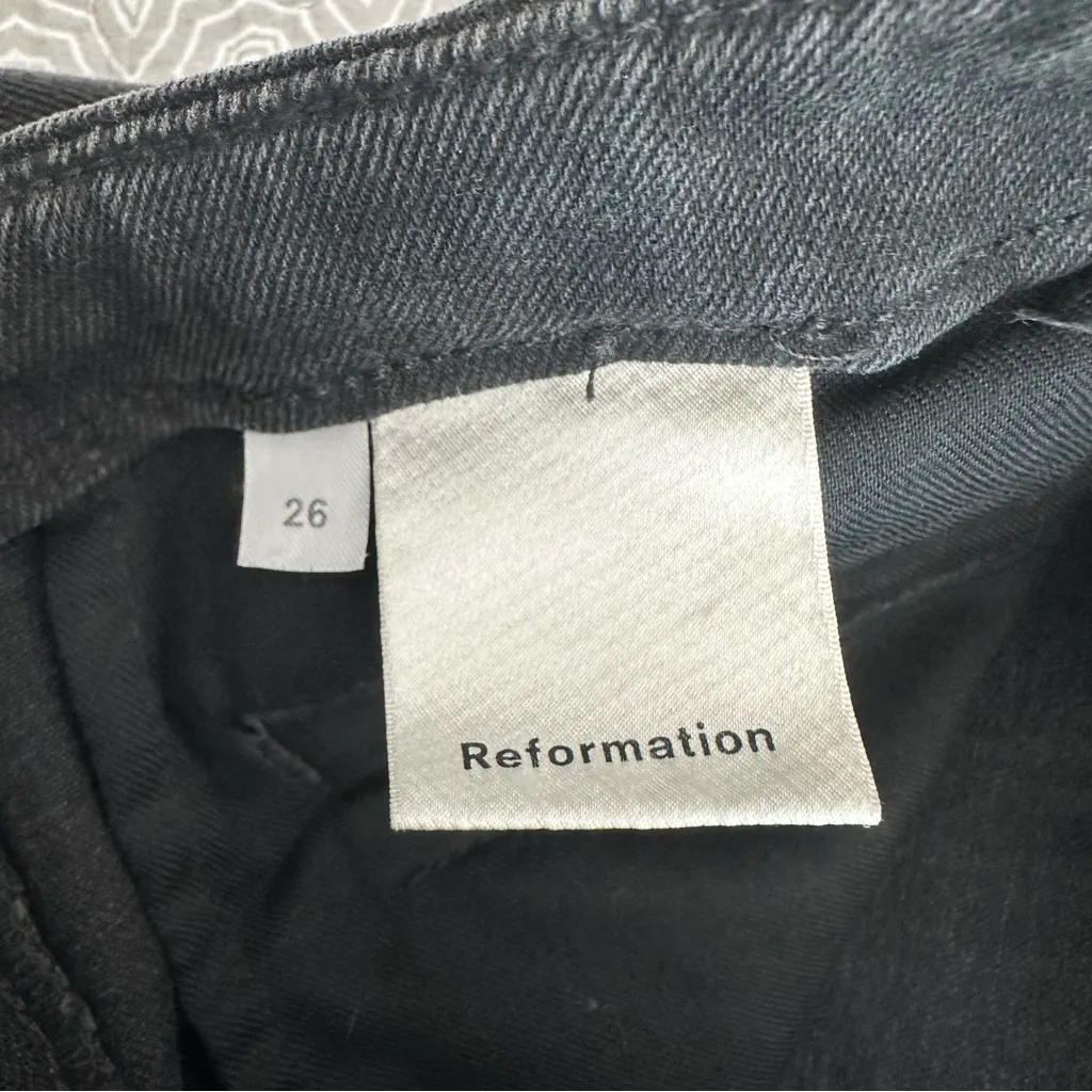 Reformation Niki Jean in Argentine Black Denim Zippers Skinny Size 26 - Image 6