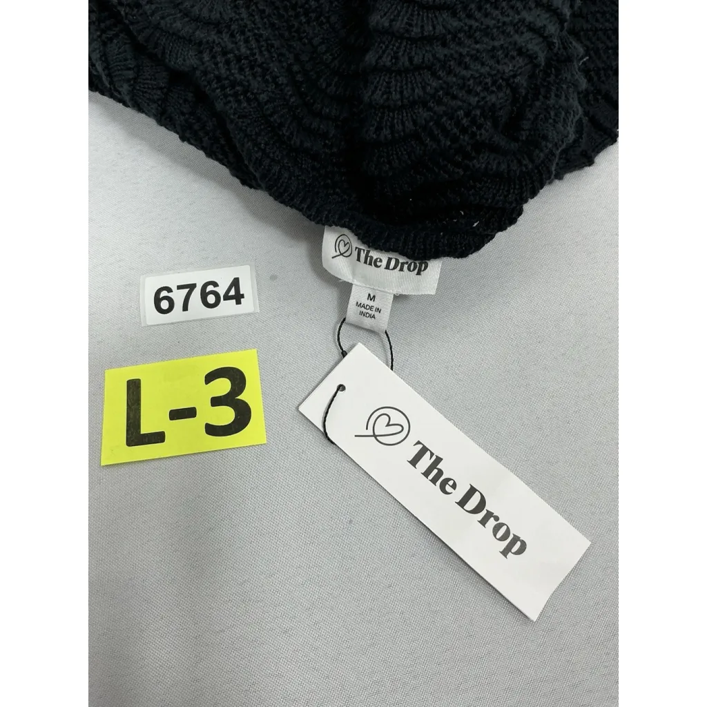 Womans NWT The Drop Cropped Pullover Sweater Medium Black Crochet - Image 4