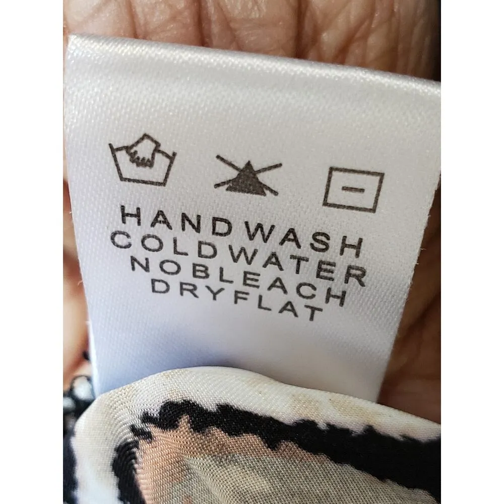 KAII Top Blouse Womens XL Black Beige Leopard Print Surplice V Neck Tie Back - Image 7