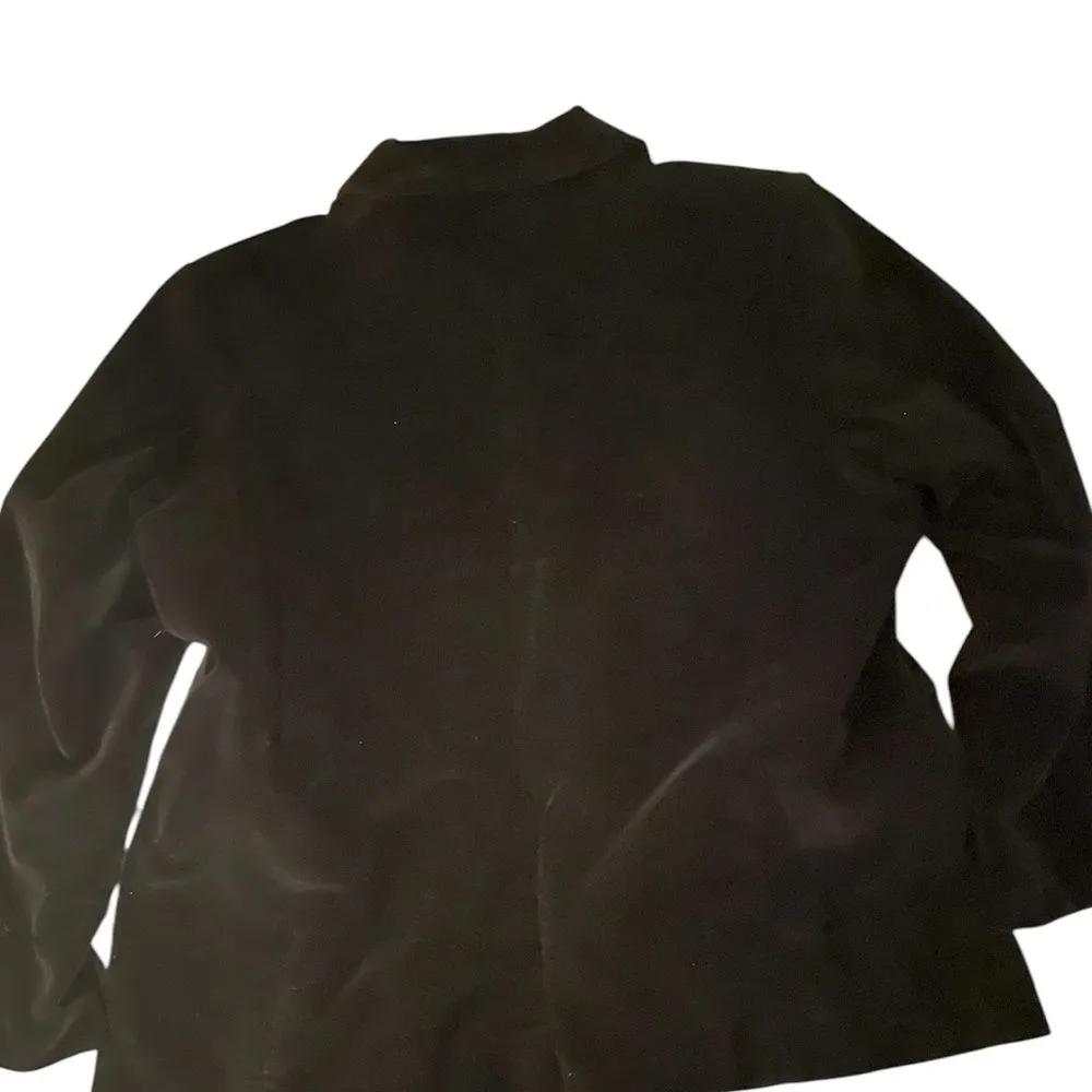 Womens Black velvet blazer with button closure & pockets, XL, 2010s, Denim & Co - Image 5