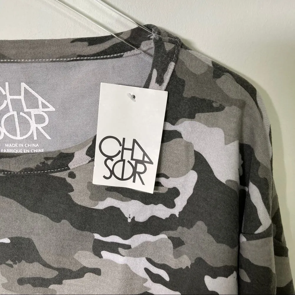 CHASER Camo Cozy Pullover Sweatshirt Gray Medium NWT - Image 5