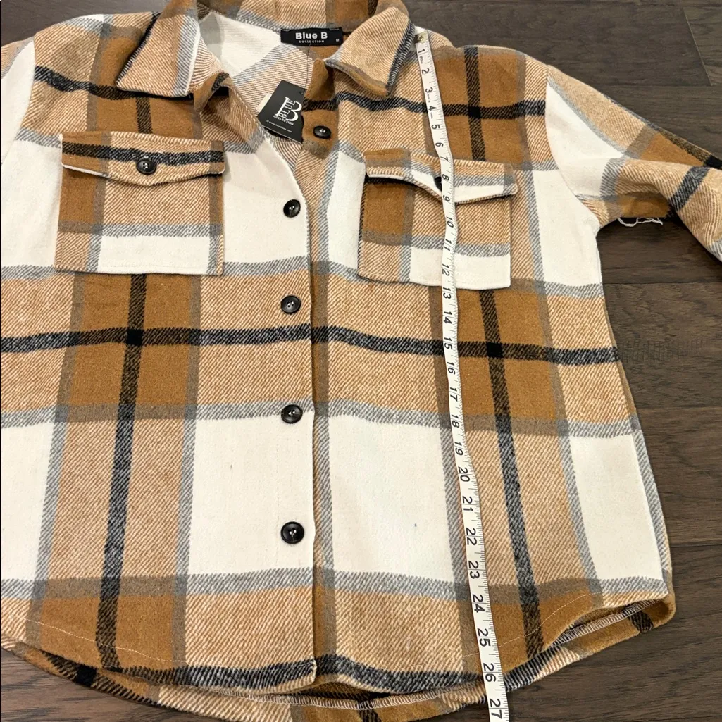 New with Tags Boutique Blue B Shacket Sz M Tan Size M - Image 7