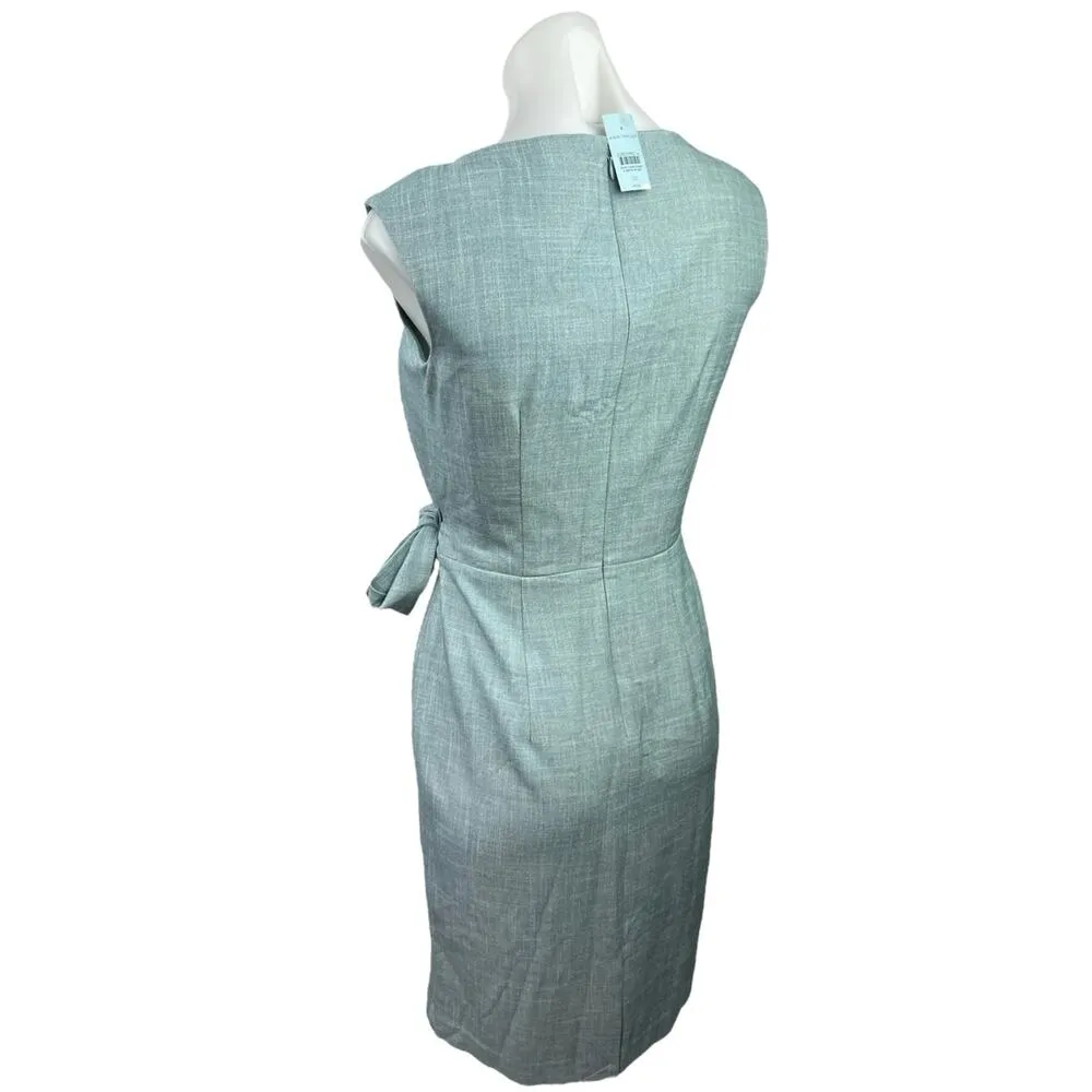 NEW Ann Taylor Blue Sleeveless Tie Waist Career Office Business Sheath Dress 0 - Image 5