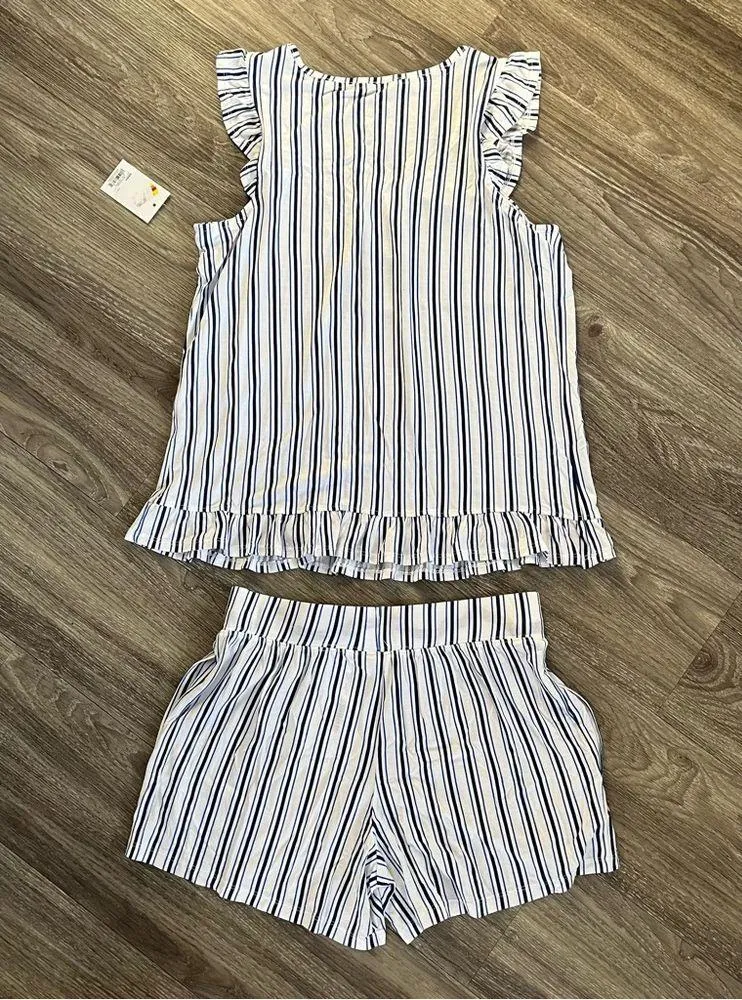 Croft & Barrow Blue and White Striped Pajama Set - Image 6