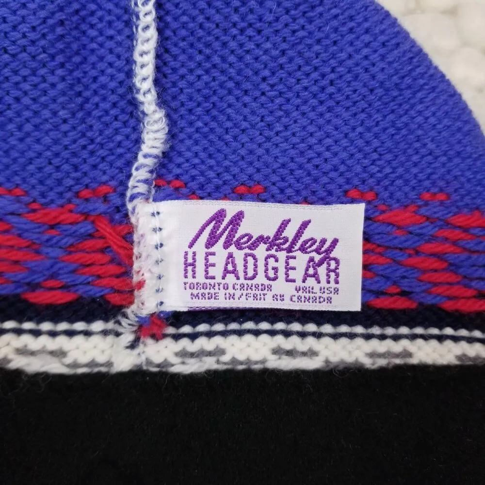 Merkley 100% Wool Patterned Beanie Beaded Pom Pom Tassel Blue - Image 8