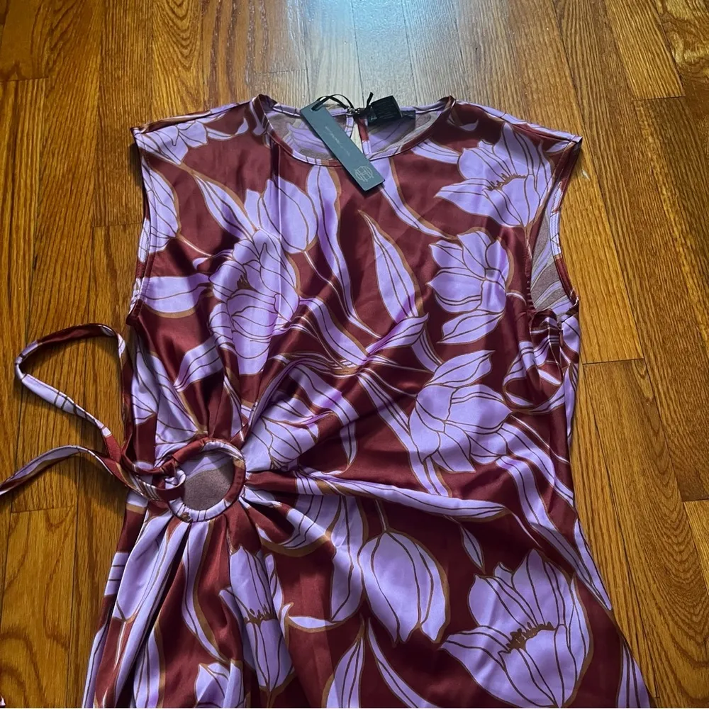 House of Harlow 1960 floral midi dress size large new Brown - Image 4