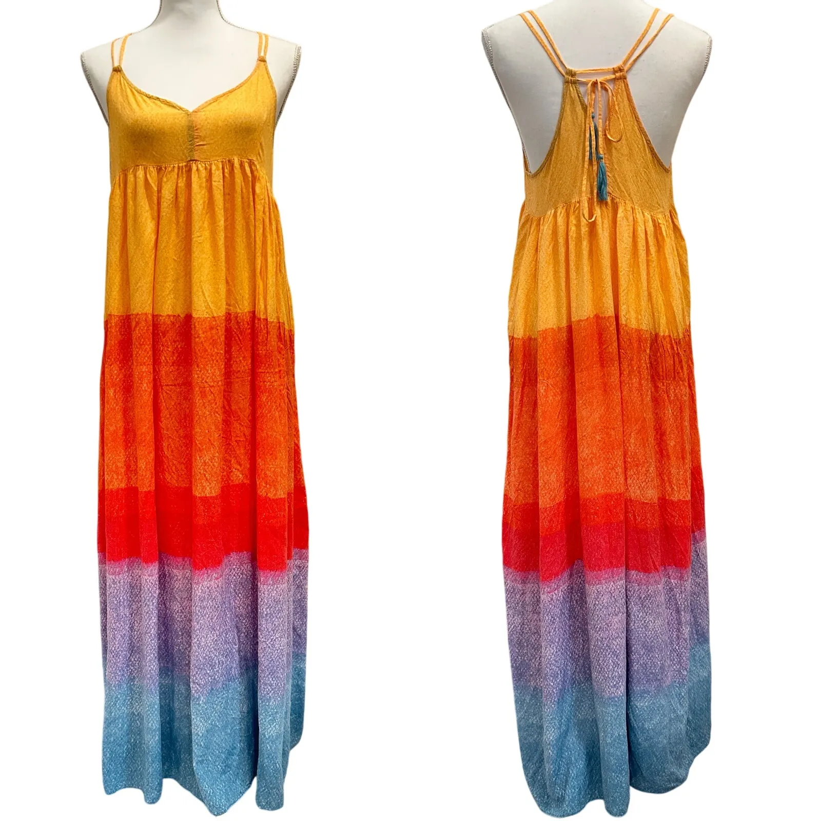 Anthropologie Carla Weeks Setting Sun Ombre Maxi Dress Dopamine Resort Wear Boho - Image 2