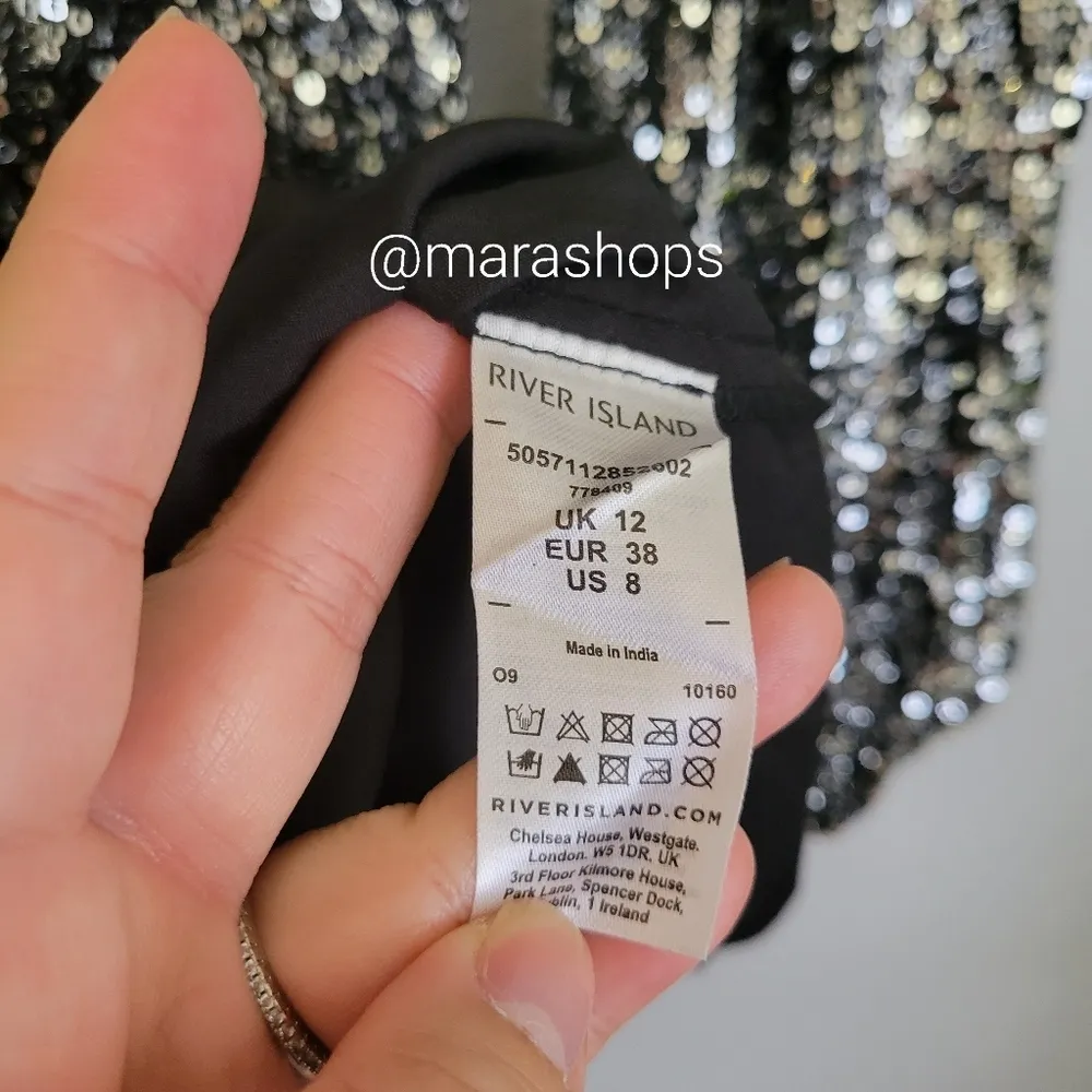 River Island Sequin Silver Long Sleeve Dress - Image 9