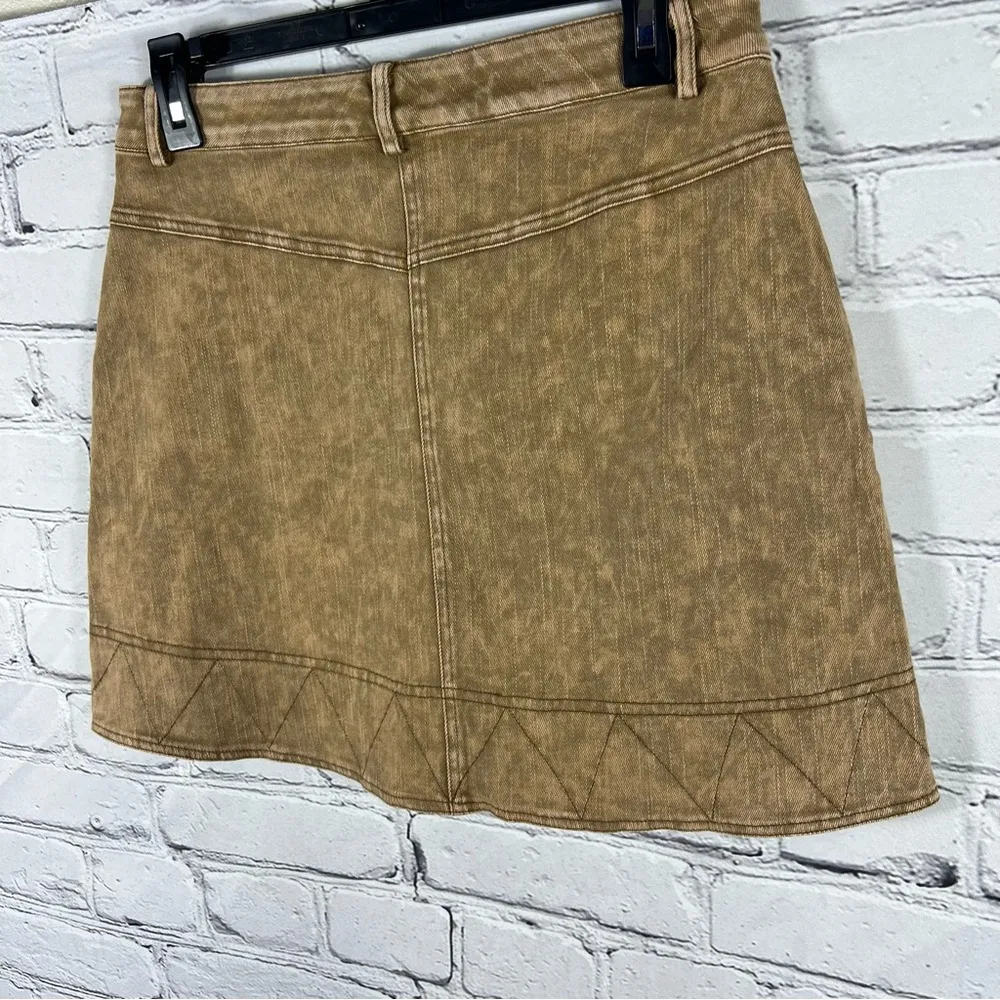 Entro Tan A-Line Button Front Mini Skirt Size M (E22) - Image 6