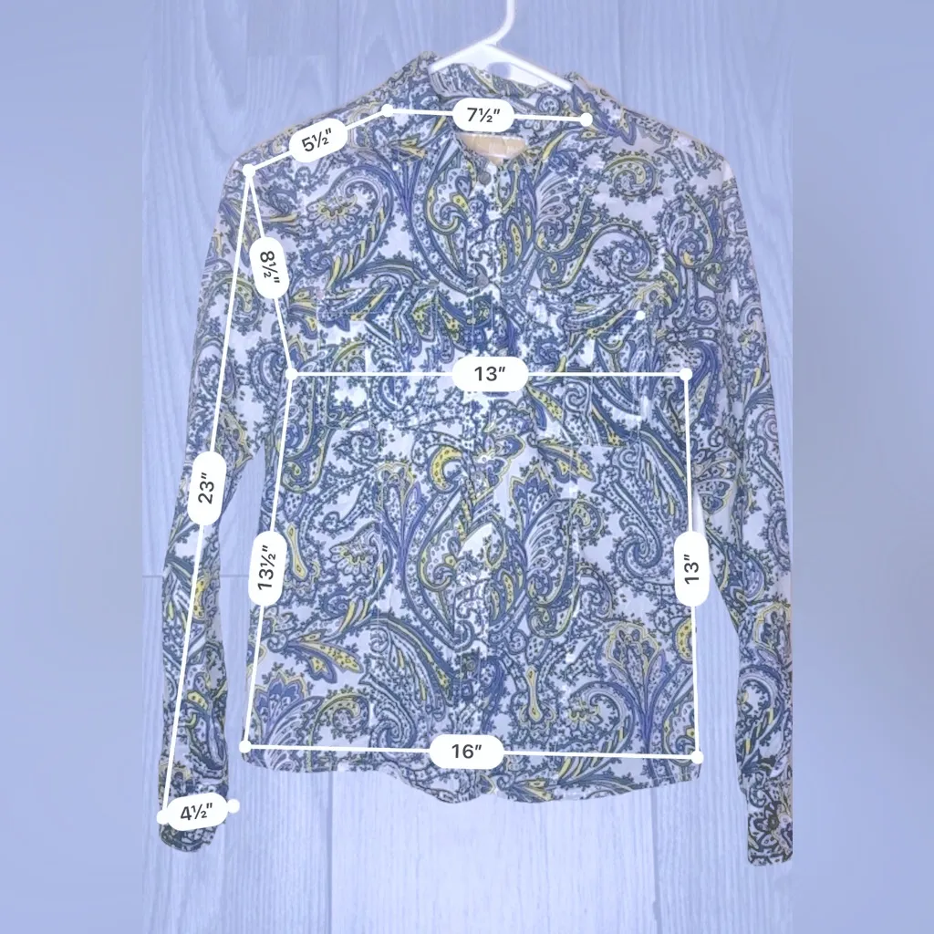 MICHAEL KORS Women’s Paisley Business Casual Button Down Shirt - Image 4