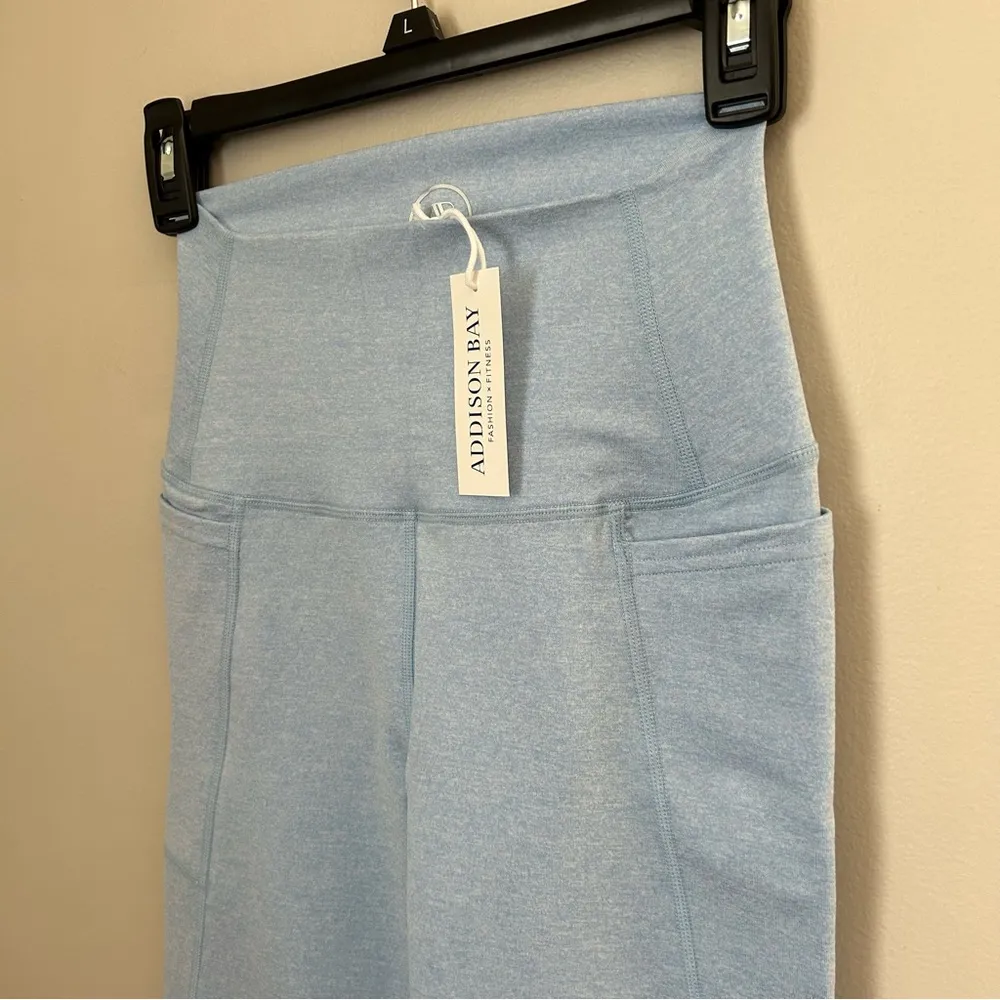 Addison Bay Leggings Ludlow Light Heather Blue Solid Active Fitness Fashion - Image 4