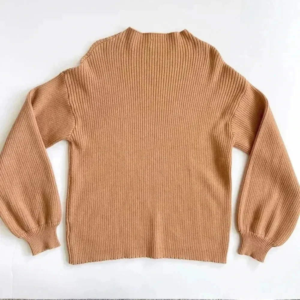Line & Dot Alder Ribbed Mock Neck Sweater In Camel M EUC - Image 8