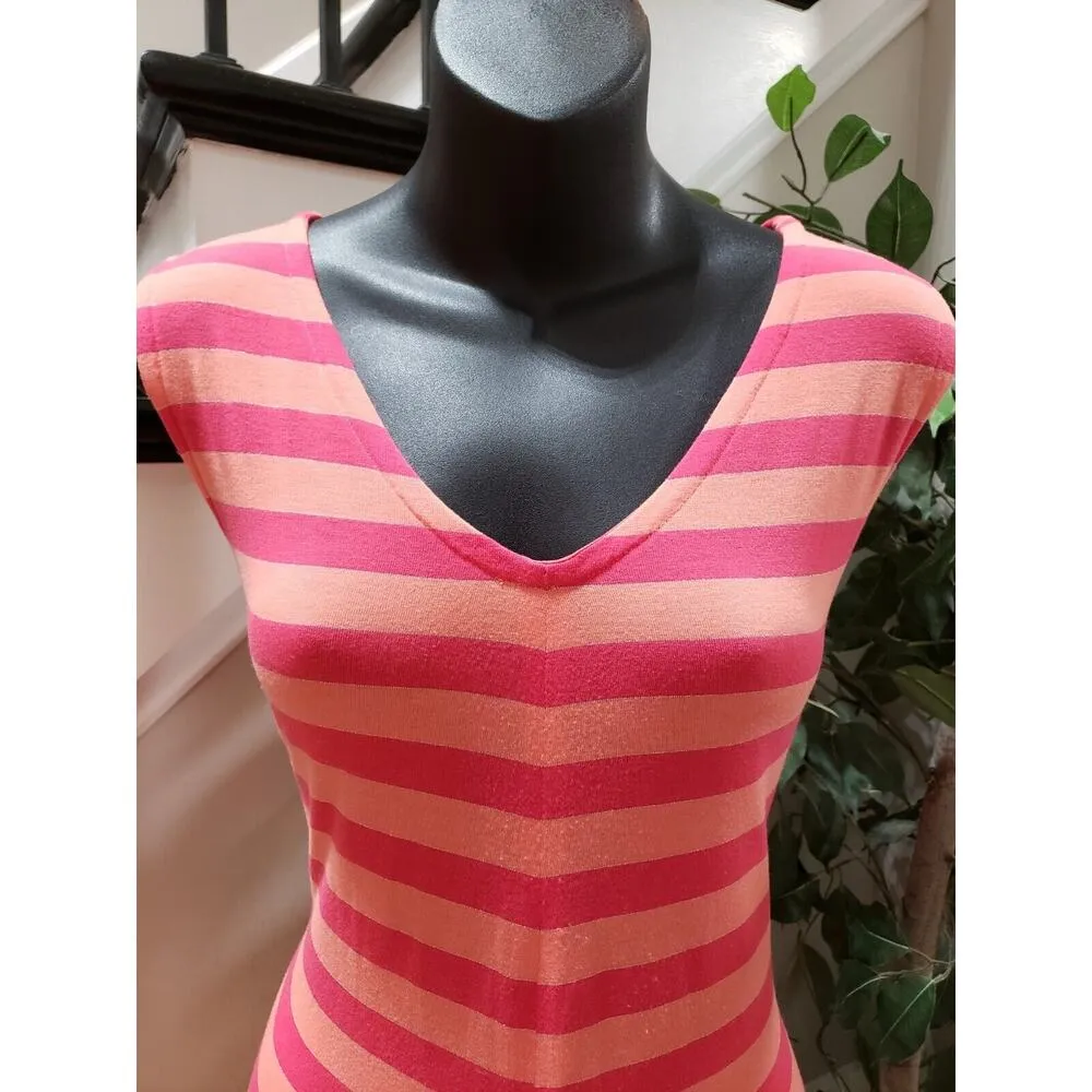 Women's Pink Striped Polyester V - Image 5