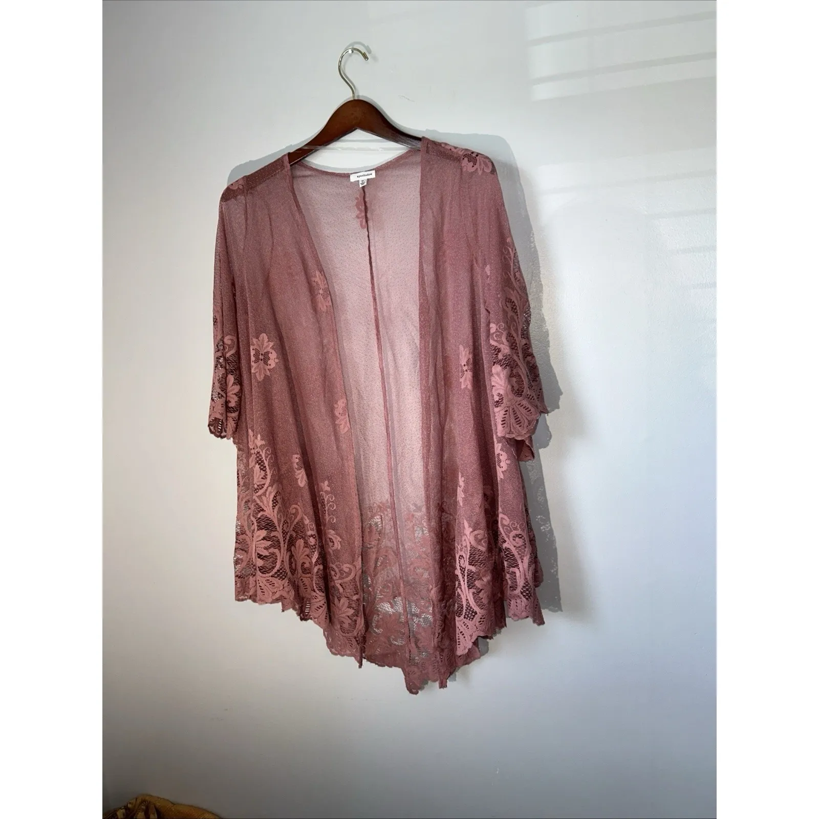 Asymmetrical Mauve Lace Cardigan Fairy Whimsigoth Boho Cottagecore Size Medium Pink - Image 2