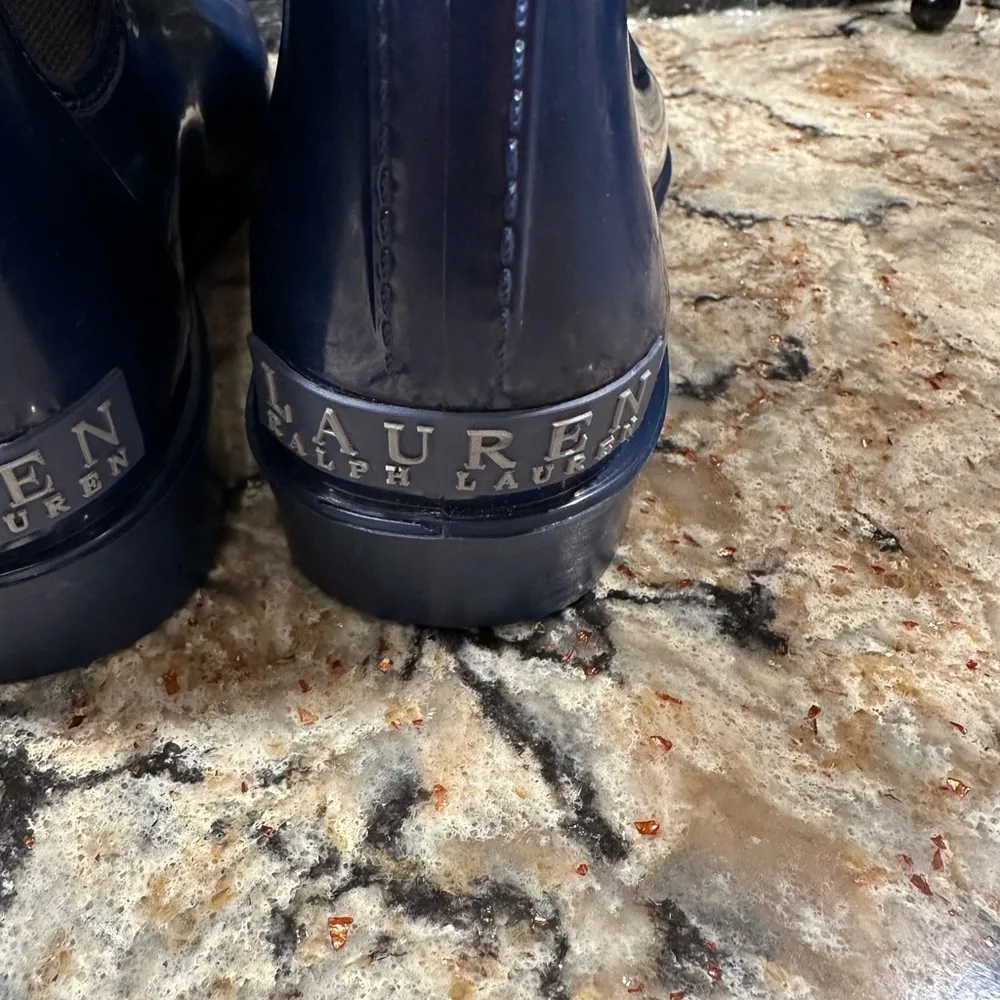 Ralph Lauren Pull on Rain Boot Blue Metallic Muck Boots Womens Sz 6 - Image 5