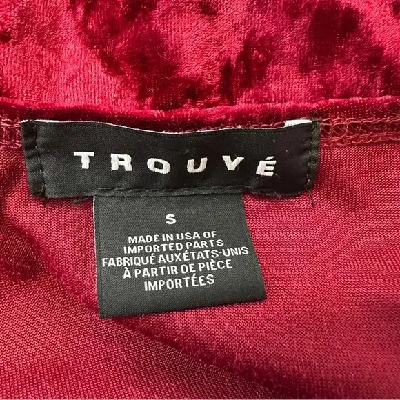 Trouvé Burgundy Velvet Bodysuit Snap Button‎ Womens Size Small Made In USA Red - Image 9