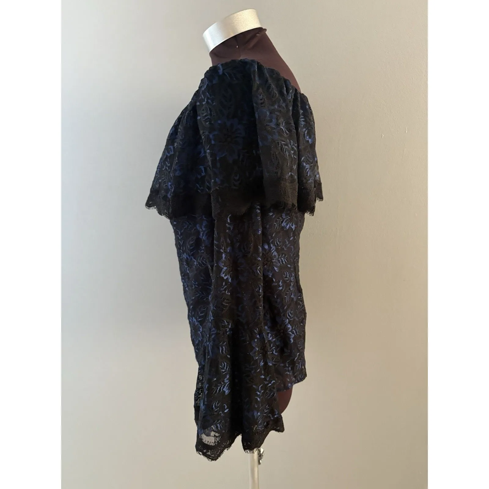 WHBM Lace Top Size 10 Blue Black Goth Whimsigoth Dark Romance Castlecore Witchy - Image 4