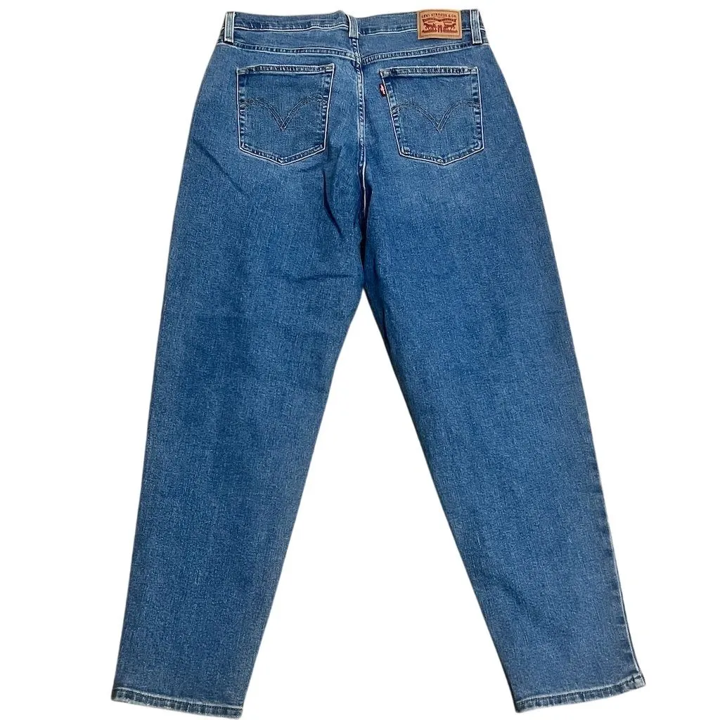 Levi's Women's Size 32 Blue High Waisted Mom Jeans Distressed Ripped - Image 4