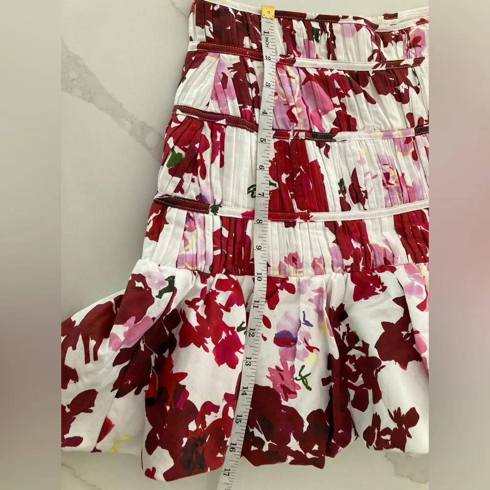 Aje Floral Bubble Mini Skirt Like New Red Size 8 - Image 6