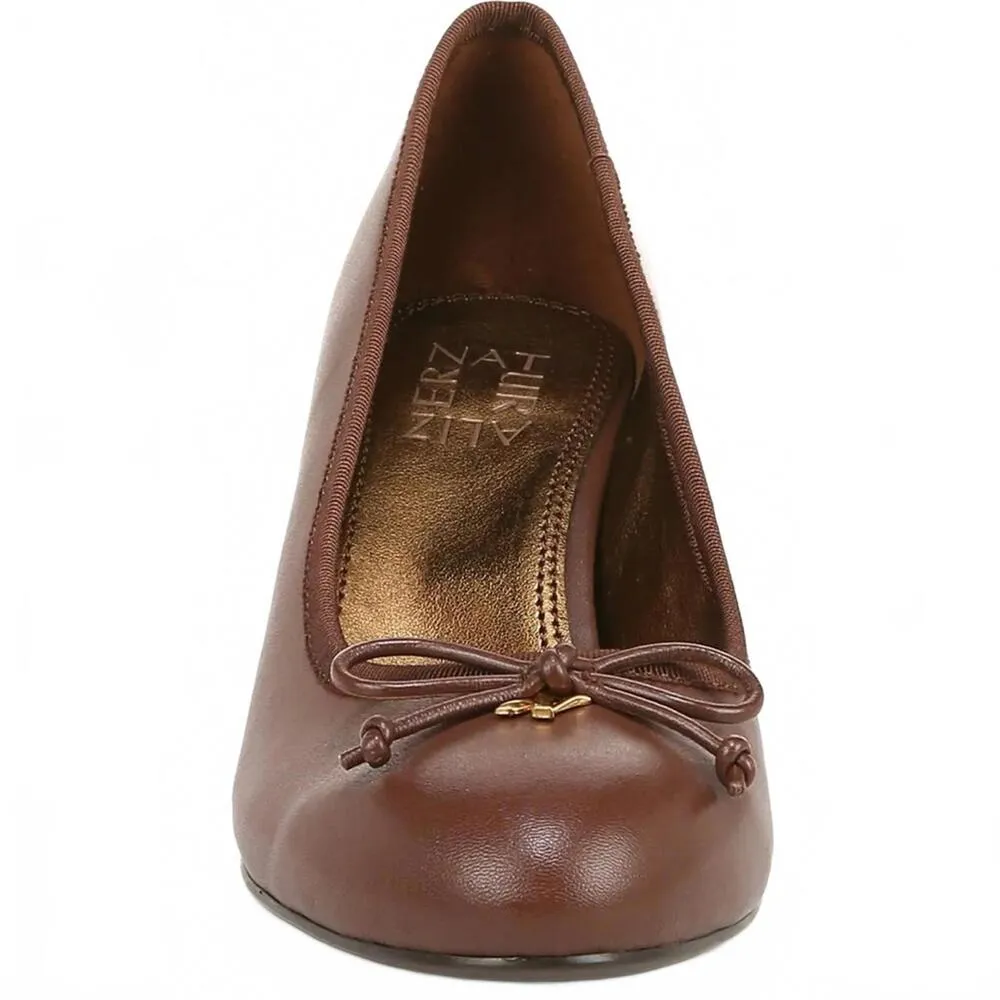 Naturalizer Sienna Blow Block Heel Leather Pump CAPPUCCINO BROWN Size 6.5/36.5EU - Image 3