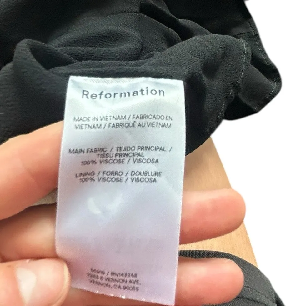 Reformation Aviana Dress Black Sweetheart Neckline Ruffle Bottom Mini Size 2 - Image 12