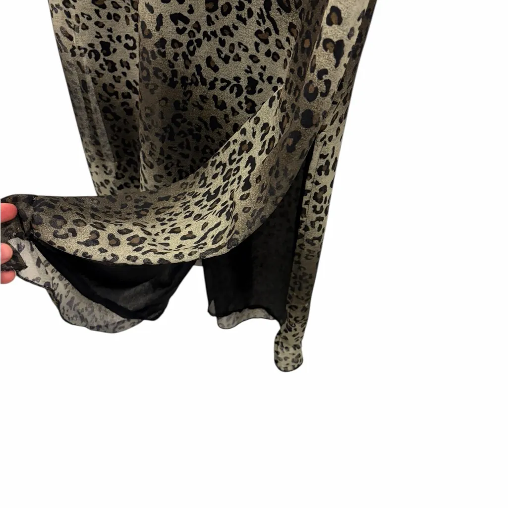 VTG Kathie Lee Collection Chico Forest Olive Leopard Maxi Dress Small Artsy 90’s - Image 16