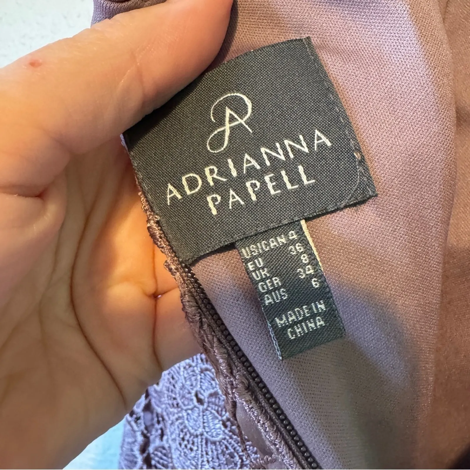 Adrianna Papell Purple Lace Sheath Dress Womens 4 Cap Sleeve Formal Lined Classy - Image 11