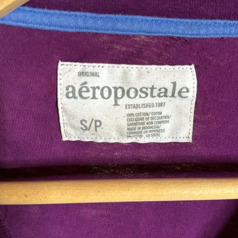 Y2K Vintage Aeropostale LS Aero Distressed Logo Graphic Tee Purple Size Small - Image 4
