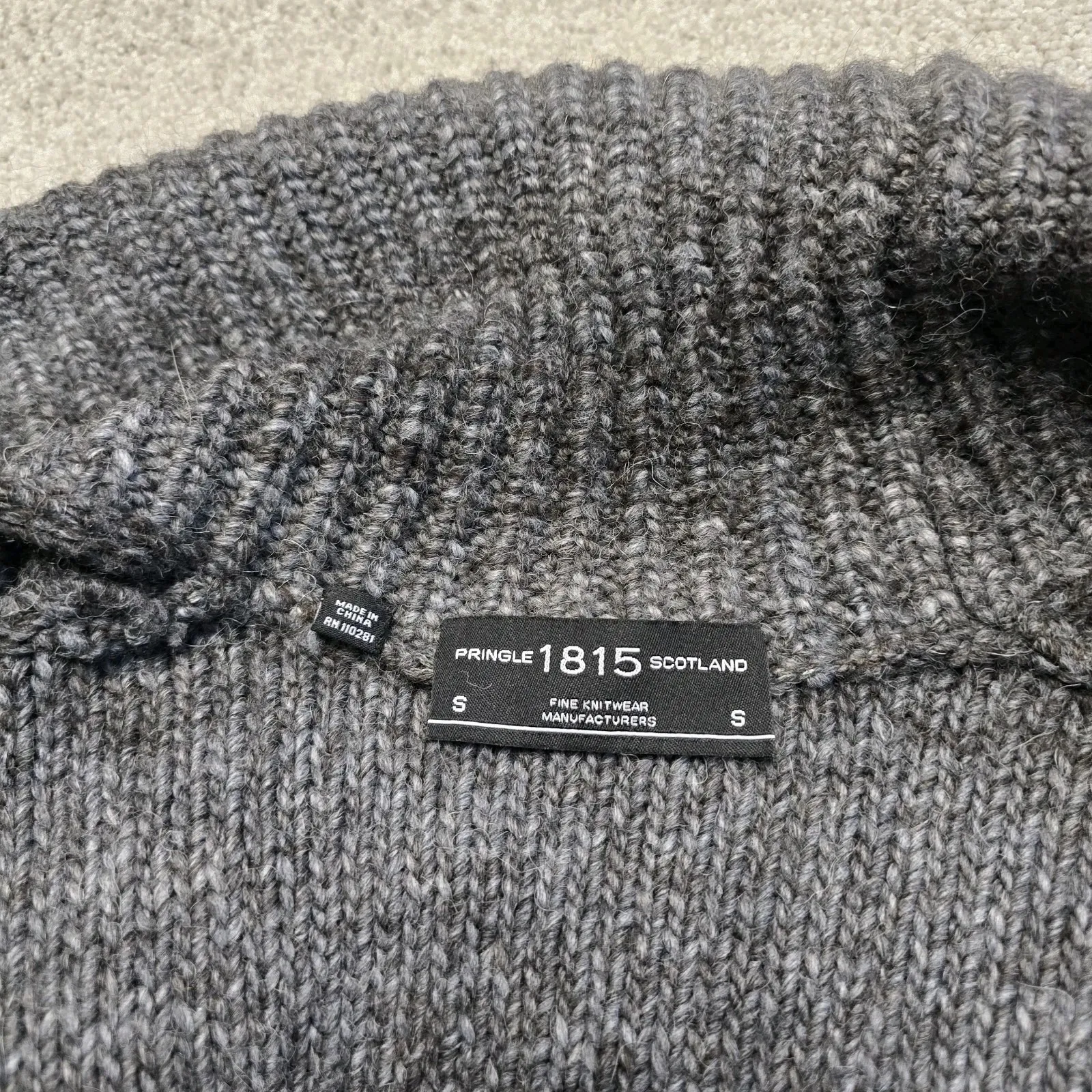 Pringle 1815 Scotland Alpaca Merino Wool Gray Belted Shawl Collar Sweater Vest S - Image 8