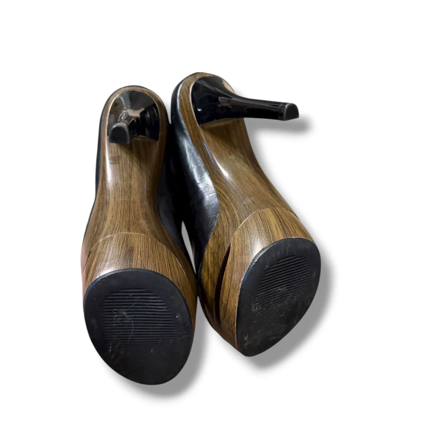 Jessica Simpson Stiletto Heels Women's 8.5‎ Black Wood Platform Y2K Party - Image 12