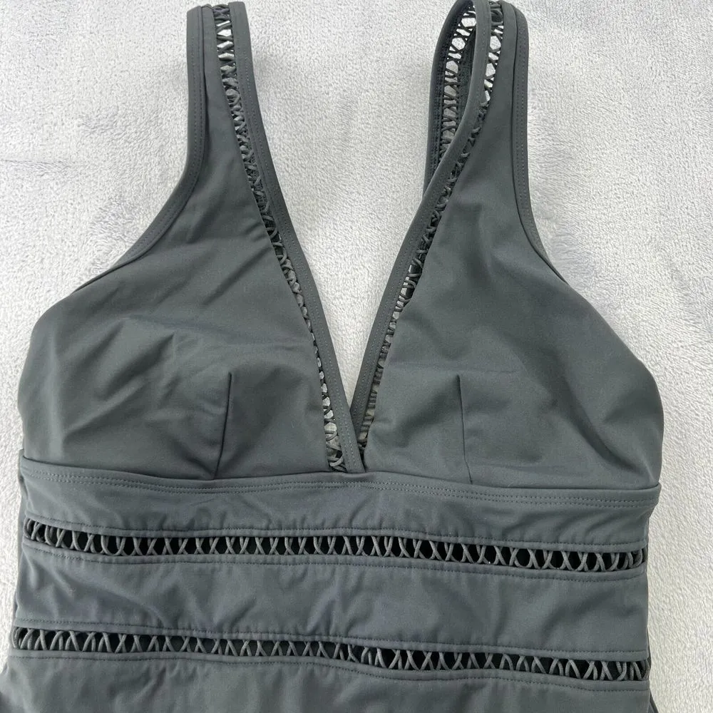 Sealevel Australia Cross Front One Piece Swimsuit Size 14 Swimwear‎ Gray - Image 3