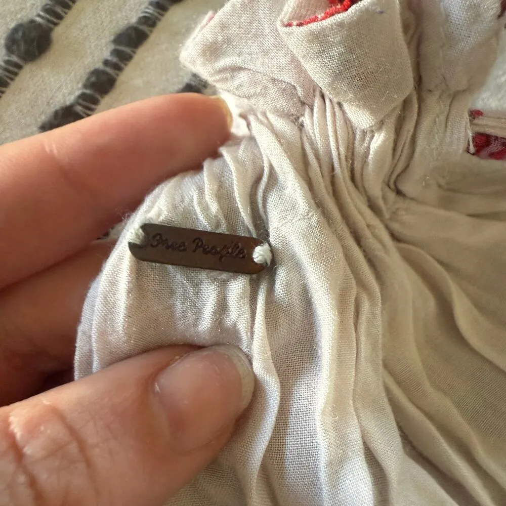 FREE PEOPLE | LYLA Red Floral Gauze High Neck Ruffle Hem Mini Dress | Medium - Image 6