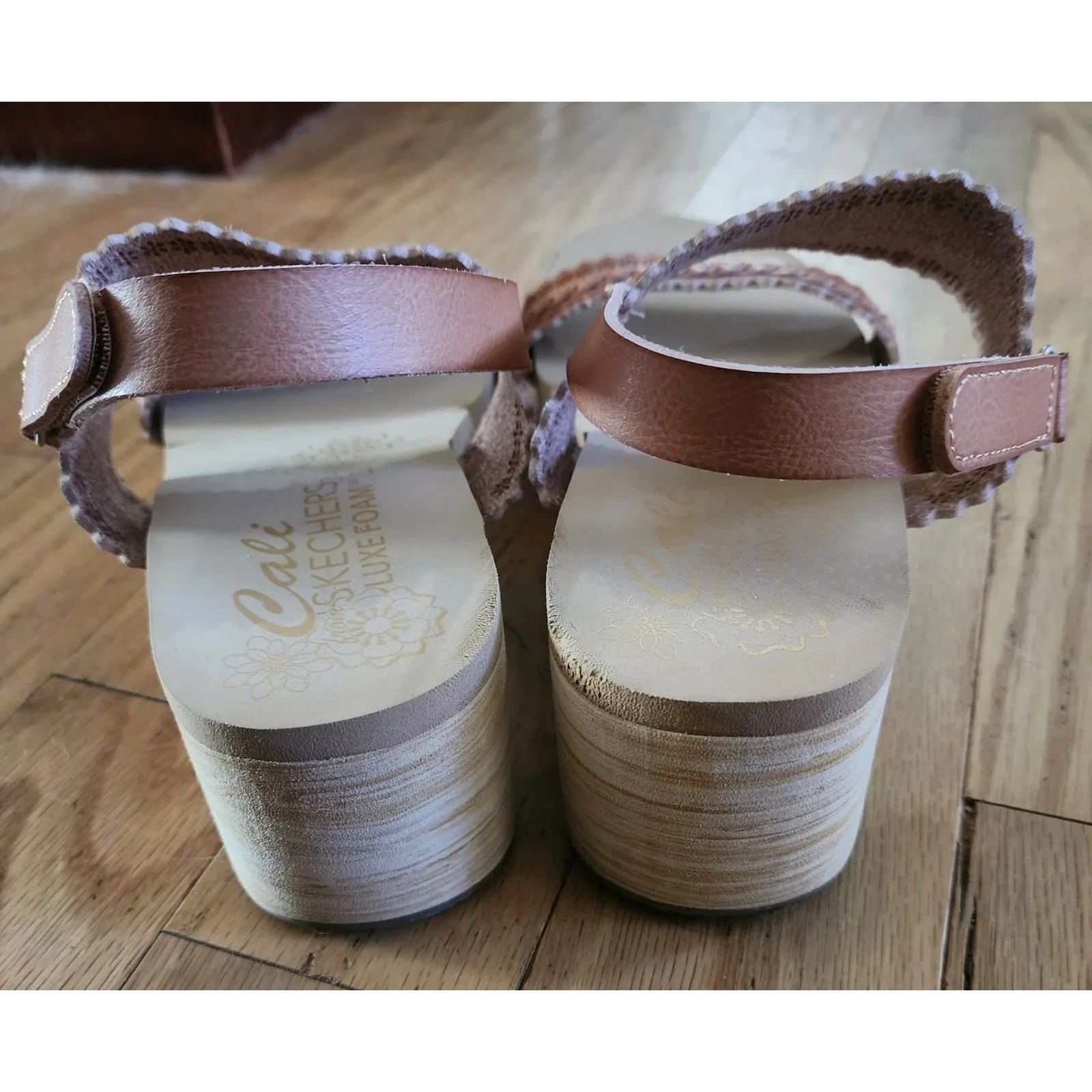 Cali‎ by Skechers 6 Luxe Foam Sandals Braided Straps Adjustable Comfort Women's Brown - Image 7