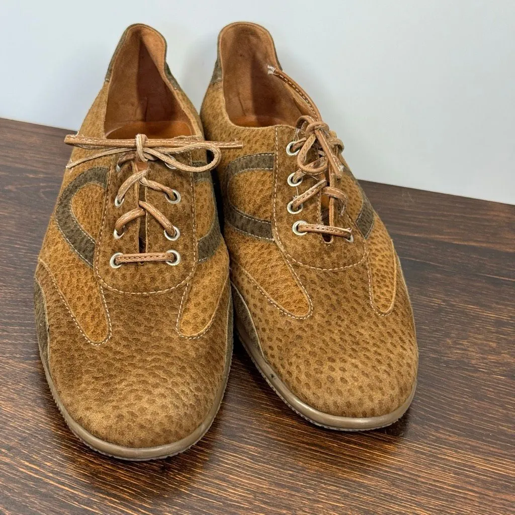 Chiarini Women’s lace up tan leather suede shoe size 9 insole 10” Brown - Image 2